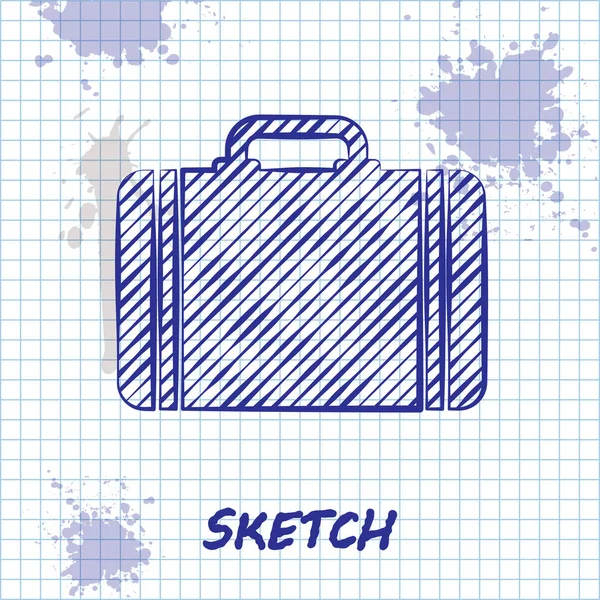 Sketch line Mala para ícone de viagem isolado no fundo branco. Sinal de viagem de bagagem. Ícone de bagagem de viagem. Ilustração vetorial —  Vetores de Stock