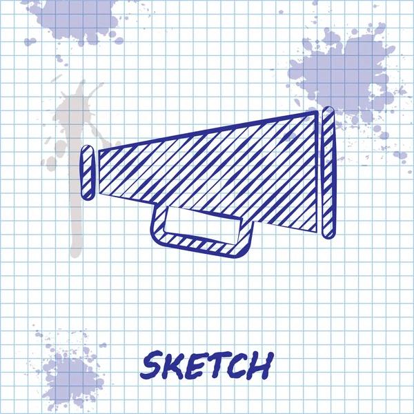 Sketch line ícone Megafone isolado no fundo branco. Ilustração vetorial —  Vetores de Stock