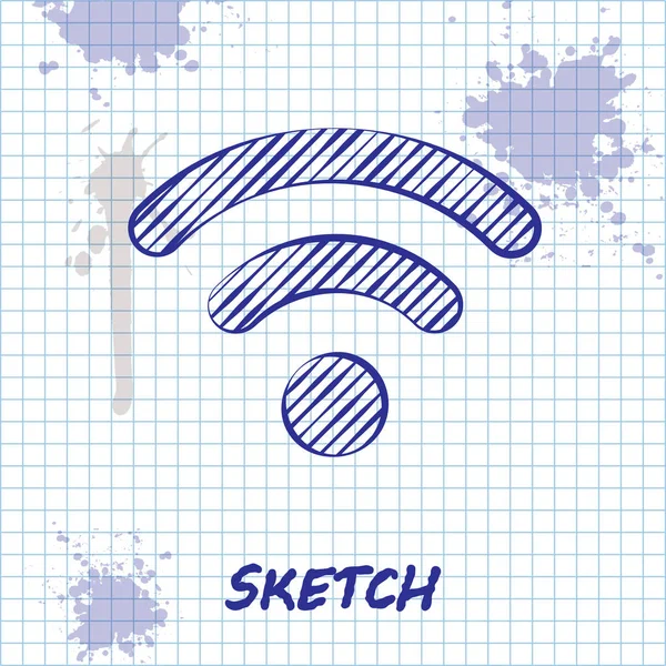 Simbol jaringan internet nirkabel Wi-Fi garis Sketch diisolasi pada latar belakang putih. Ilustrasi Vektor - Stok Vektor