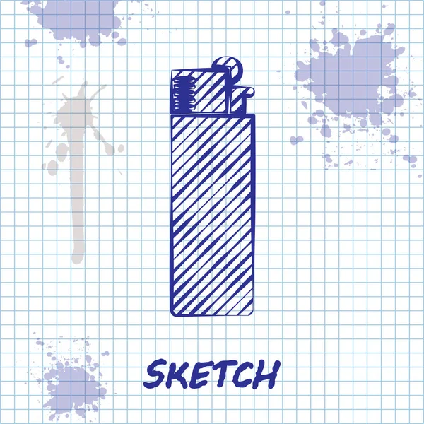 Sketch line Ícone do isqueiro isolado no fundo branco. Ilustração vetorial — Vetor de Stock