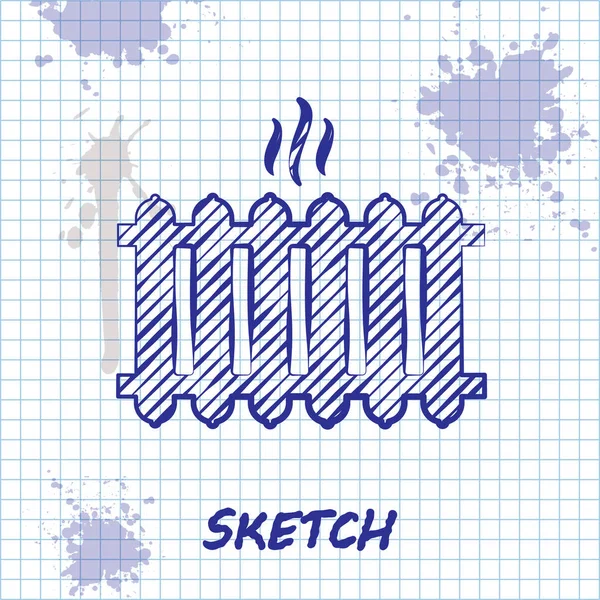 Skizze Linie Heizkörpersymbol isoliert auf weißem Hintergrund. Vektorillustration — Stockvektor