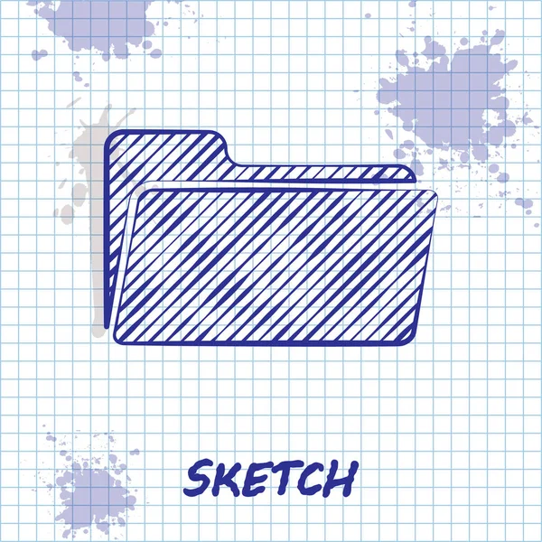 Sketch line ícone Pasta isolado no fundo branco. Ilustração vetorial — Vetor de Stock