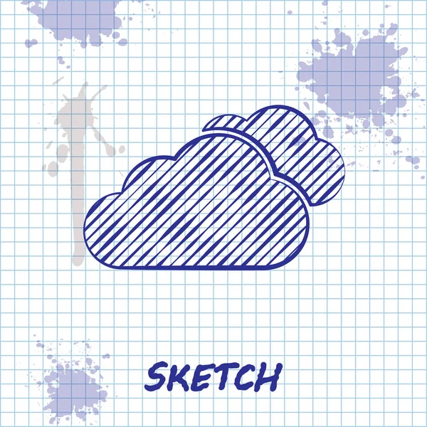Skizze Linie Wolkensymbol isoliert auf weißem Hintergrund. Vektorillustration — Stockvektor