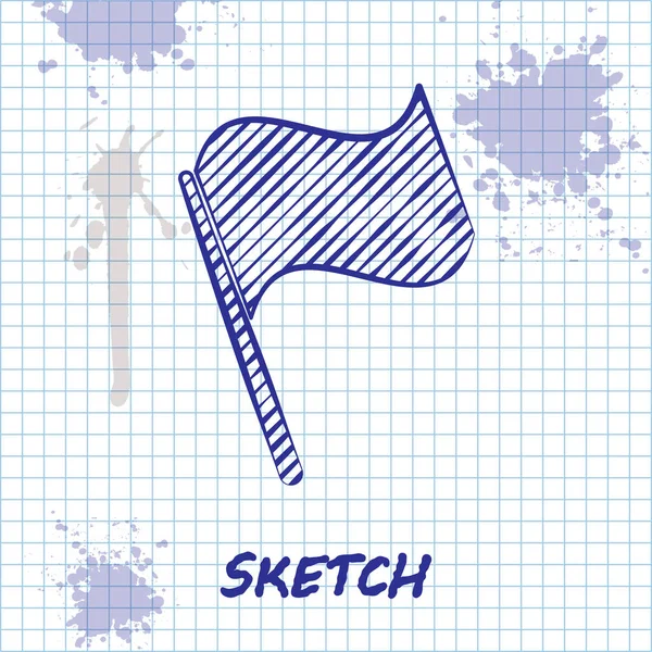 Skizze Linie Flaggensymbol isoliert auf weißem Hintergrund. Vektorillustration — Stockvektor