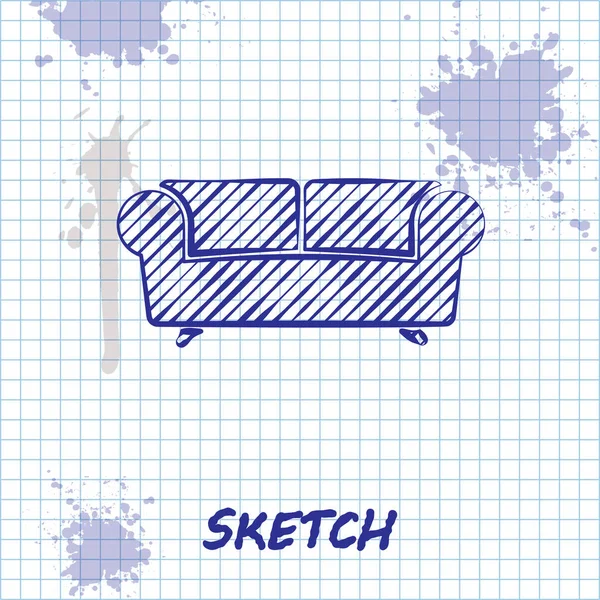 Linia szkicu ikona sofa na białym tle. Ilustracja wektorowa — Wektor stockowy
