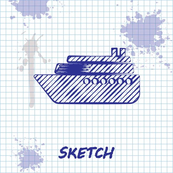 Sketch line Ship icon isolated on white background. Vector Illustration — Stock Vector