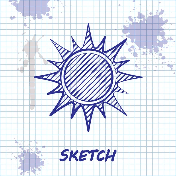 Sketch line Sun ícone isolado no fundo branco. Ilustração vetorial — Vetor de Stock