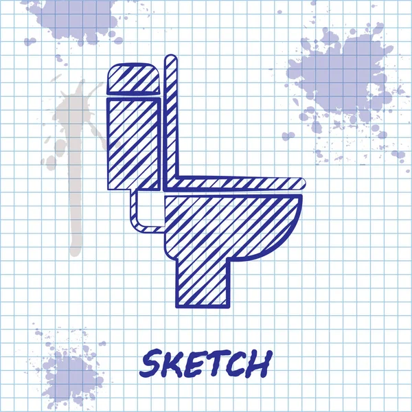 Skizze Linie Toilettenschüssel Symbol isoliert auf weißem Hintergrund. Vektorillustration — Stockvektor