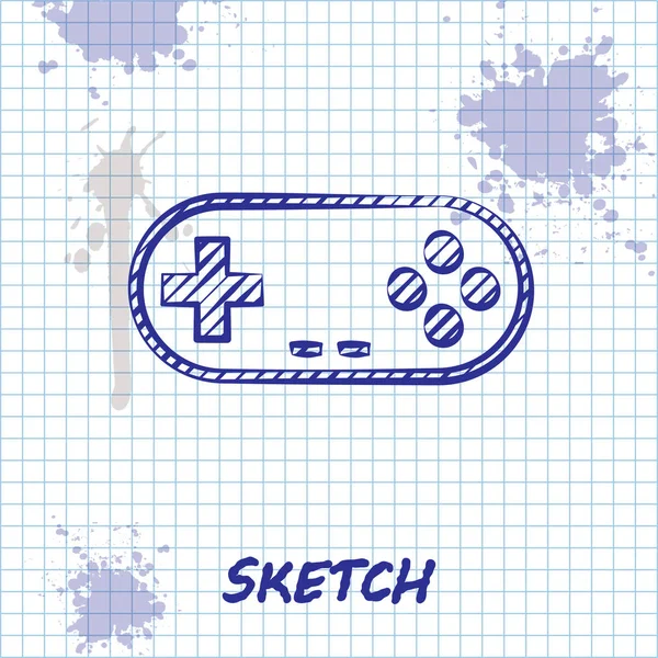 Sketch line gamepad-pictogram geïsoleerd op witte achtergrond. Spelbesturing. Vector illustratie — Stockvector