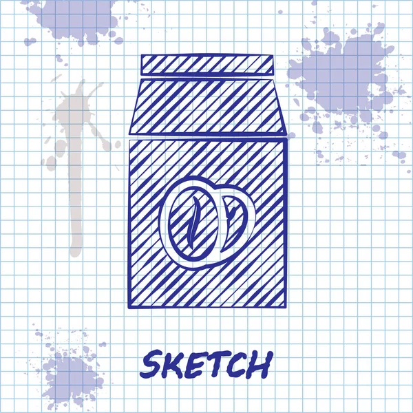 Sketch line Grãos de café no ícone saco isolado no fundo branco. Ilustração vetorial — Vetor de Stock