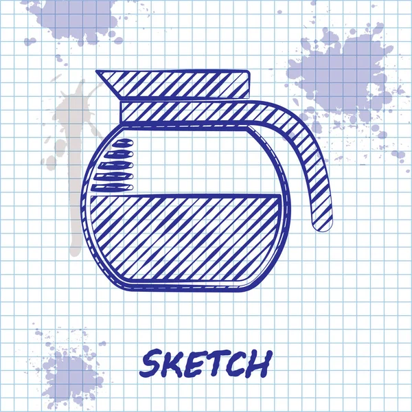 Skizze Linie Kaffeekanne Symbol isoliert auf weißem Hintergrund. Vektorillustration — Stockvektor