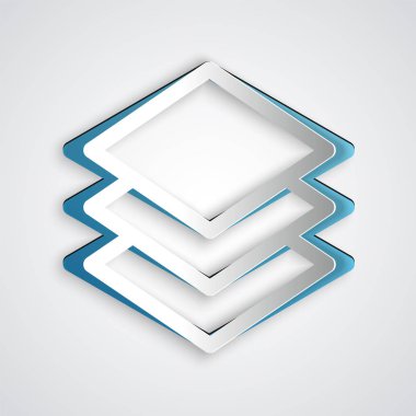 Kağıt kesiği simgesi gri arkaplanda izole edildi. Kağıt sanatı tarzı. Vektör İllüstrasyonu