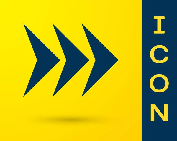 Icono de Flecha Azul aislado sobre fondo amarillo. Dirección Símbolo de flecha. Señal de navegación. Ilustración vectorial — Vector de stock