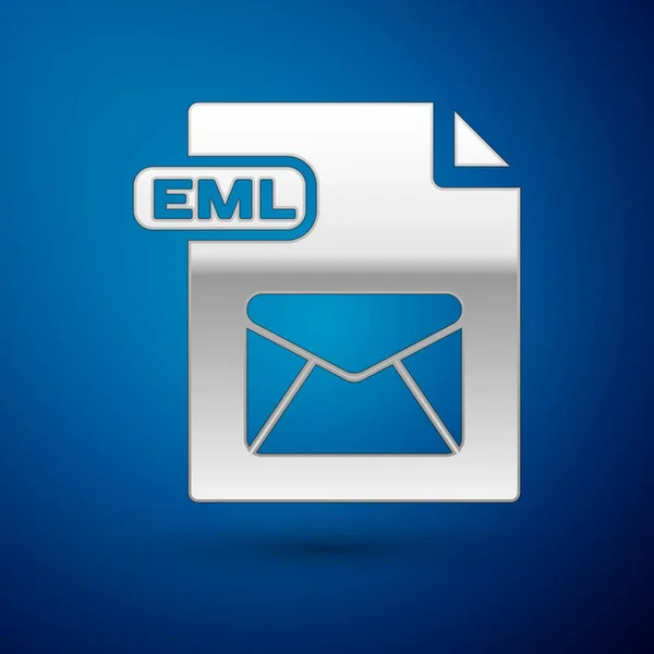 Document de fichier EML argent. Télécharger icône bouton eml isolé sur fond bleu. Le symbole du fichier EML. Illustration vectorielle — Image vectorielle