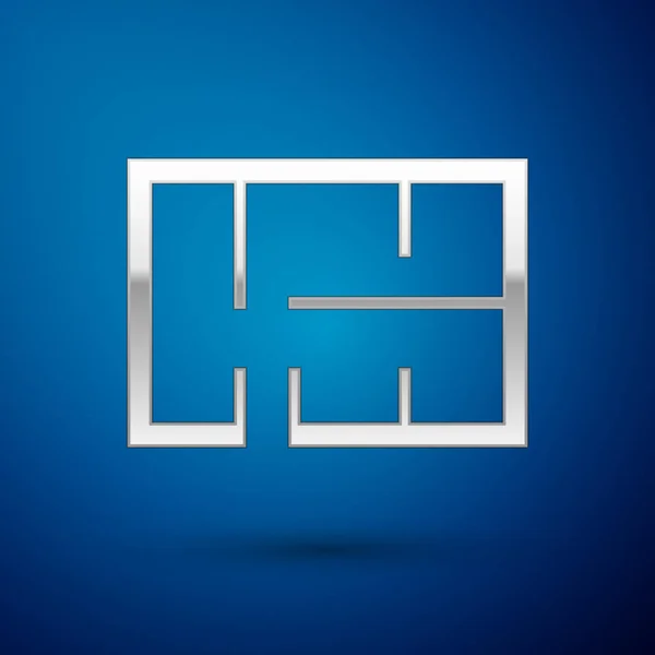 Silver House ikona v izolovaném prostředí na modrém pozadí. Vektorová ilustrace — Stockový vektor