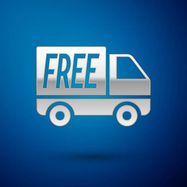 Argent Icône de service de livraison gratuite isolée sur fond bleu. Livraison gratuite. 24 heures et livraison rapide. Illustration vectorielle — Image vectorielle