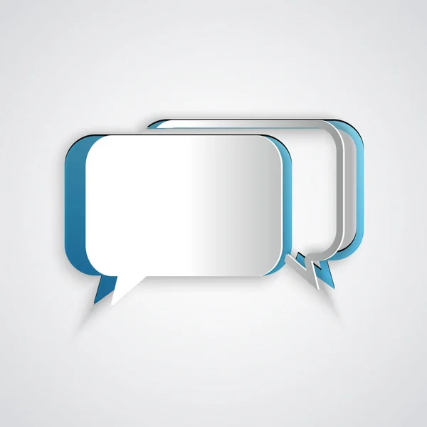 Paper cut Chat icoon geïsoleerd op grijze achtergrond. Tekstballonnen symbool. Papier kunststijl. Vector illustratie — Stockvector