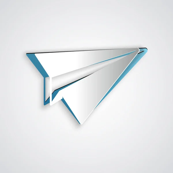 Paper cut Paper plane icon isolated on grey background. Paper airplane icon. Aircraft sign. Paper art style. Vector Illustration