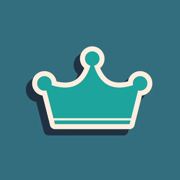 Green Crown ikoni eristetty sinisellä taustalla. Pitkä varjo tyyli. Vektorikuvaus — vektorikuva