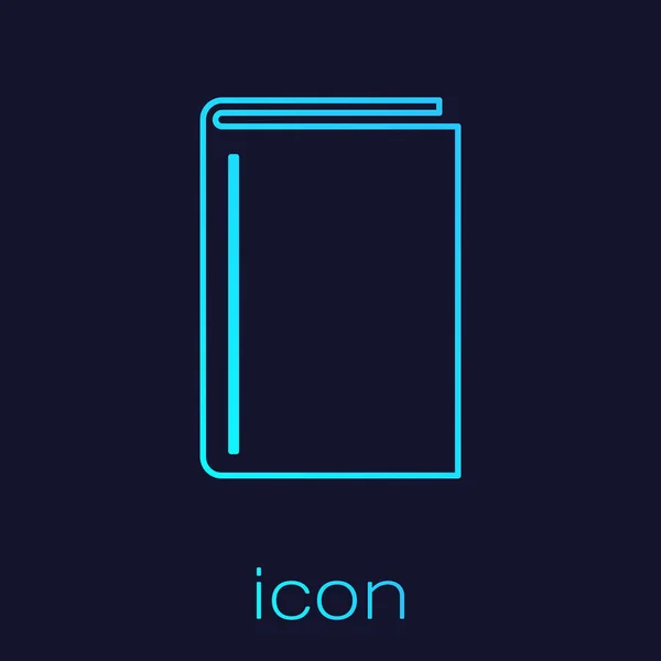 Línea turquesa Icono del libro aislado sobre fondo azul. Ilustración vectorial — Vector de stock