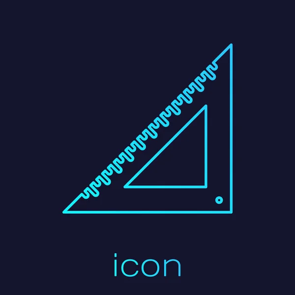 Türkiz vonal háromszög alakú vonalzó ikon izolált kék háttér. Straightedge szimbólum. Geometriai szimbólum. Vektoros illusztráció — Stock Vector