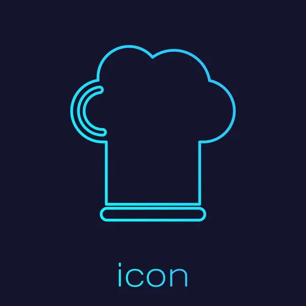 Ligne turquoise Chapeau de chef icône isolé sur fond bleu. Symbole de cuisson. Chapeau de cuisine. Illustration vectorielle — Image vectorielle