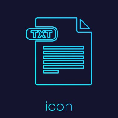 Turkuaz satır Txt dosya belgesi. Mavi arka planda yalıtılmış txt düğme simgesini indirin. Metin dosyası uzantısı simgesi. Vektör İllüstrasyonu