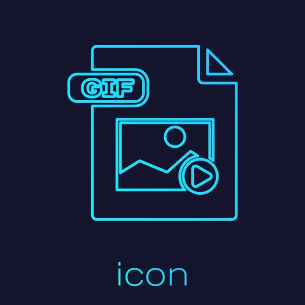 Document de fichier GIF de ligne turquoise. Télécharger icône de bouton gif isolé sur fond bleu. Symbole GIF. Illustration vectorielle — Image vectorielle