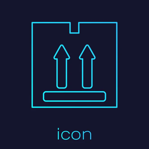 Turkos linje Pappkartong med trafik symbolikon isolerad på blå bakgrund. Låda, paket, paket skylt. Leverans, transport och frakt. Vektor illustration — Stock vektor