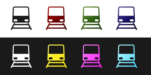 Zugsymbol isoliert auf schwarzem und weißem Hintergrund. Symbol für den öffentlichen Nahverkehr. U-Bahn-Verkehr. U-Bahn. Vektorillustration — Stockvektor