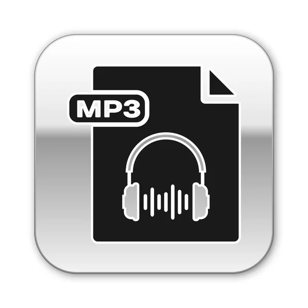 Чорний файл MP3. Звантажити піктограму кнопок mp3 ізольовано на білому тлі. Знак музичного формату MP3. Символ файла MP3. Срібна квадратна кнопка. Векторна ілюстрація — стоковий вектор