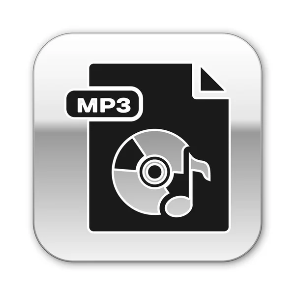 Documento de arquivo MP3 preto. Baixar ícone de botão mp3 isolado no fundo branco. Sinal de formato de música Mp3. Símbolo do ficheiro MP3. Botão quadrado de prata. Ilustração vetorial —  Vetores de Stock