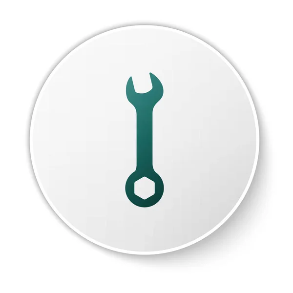 Grüne Schlüsselsymbol isoliert auf weißem Hintergrund. Schlüsselreparaturwerkzeug. Service-Tool-Symbol. weißer Kreis-Knopf. Vektorillustration — Stockvektor