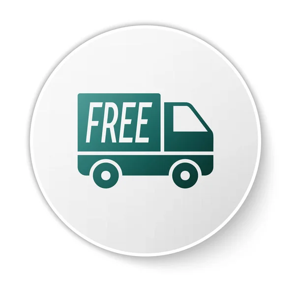 Icono de servicio de entrega libre verde aislado sobre fondo blanco. Envío gratuito. 24 horas y entrega rápida. Botón círculo blanco. Ilustración vectorial — Vector de stock