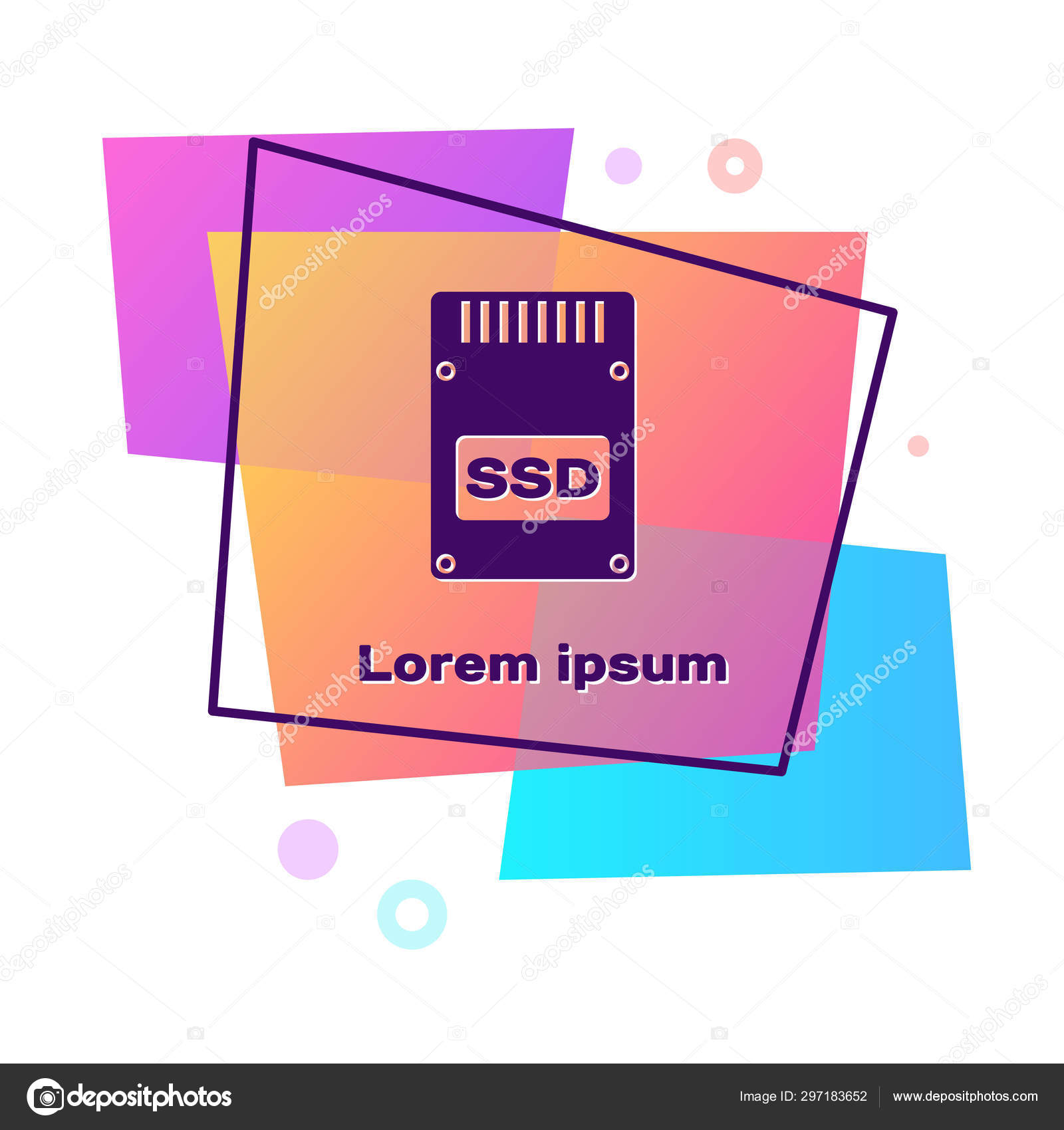 Фиолетовый Значок SSD Карты Изолирован На Белом Фоне. Знак.