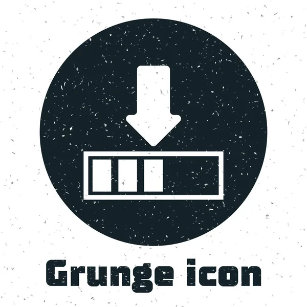 Grunge Icono de carga aislado sobre fondo blanco. Descargar en curso. Icono de barra de progreso. Ilustración vectorial — Vector de stock