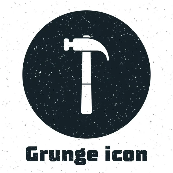 Icono Grunge Hammer aislado sobre fondo blanco. Herramienta para reparación. Ilustración vectorial — Vector de stock