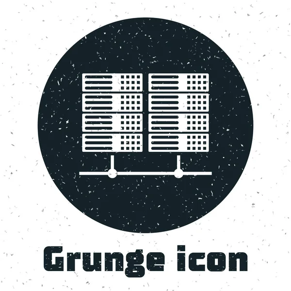 Grunge server, Data, web hosting icoon geïsoleerd op witte achtergrond. Vector illustratie — Stockvector