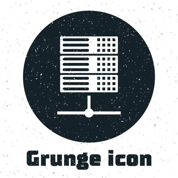 Grunge Server, Data, Web Hosting icône isolée sur fond blanc. Illustration vectorielle — Image vectorielle