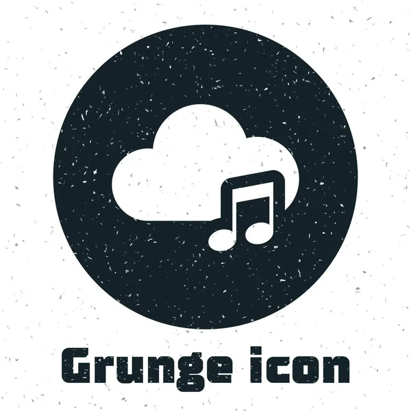 Grunge Icono de servicio de streaming de música aislado sobre fondo blanco. Computación en la nube de sonido, transmisión de medios en línea, canción en línea, onda de audio. Ilustración vectorial — Archivo Imágenes Vectoriales