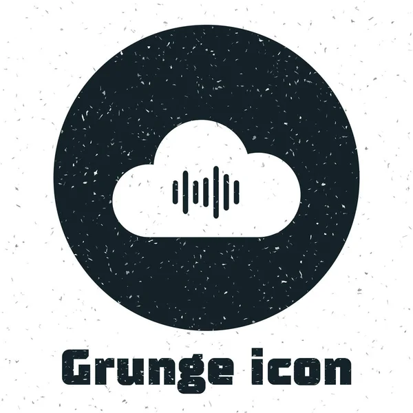 Grunge Music, ikona služby streaming, izolovaná na bílém pozadí. Zvukový shluk počítače, multimediální datové proudy, online skladba, Zvuková vlna. Vektorová ilustrace — Stockový vektor