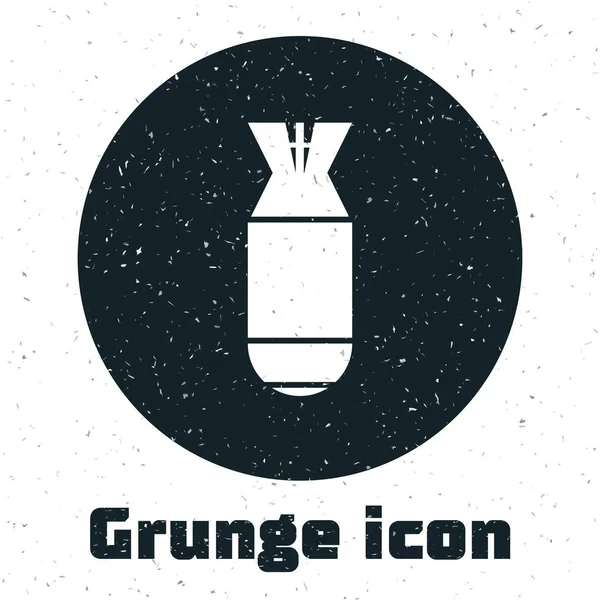 Icono de la bomba Grunge Aviation aislado sobre fondo blanco. Bomba cohete vuela hacia abajo. Ilustración vectorial — Vector de stock