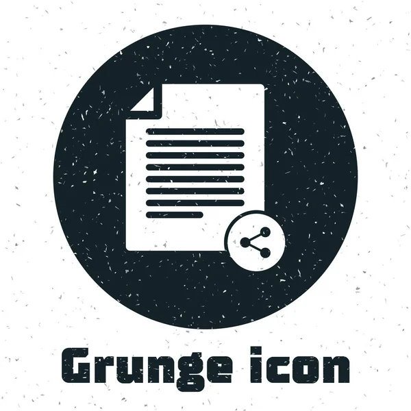 Grunge Compartilhar ícone de arquivo isolado no fundo branco. Partilha de ficheiros. Sinal de transferência de ficheiros. Ilustração vetorial — Vetor de Stock