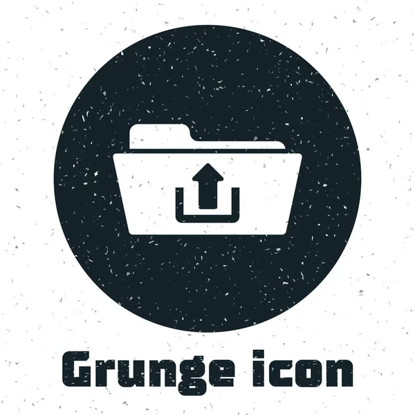 Grunge ikona nahrávání složky je izolovaná na bílém pozadí. Vektorová ilustrace — Stockový vektor