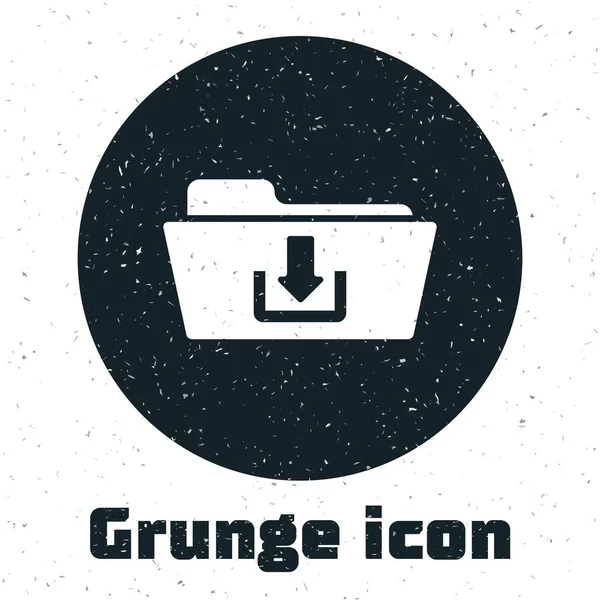 Grunge-Ordner herunterladen Symbol isoliert auf weißem Hintergrund. Vektorillustration — Stockvektor