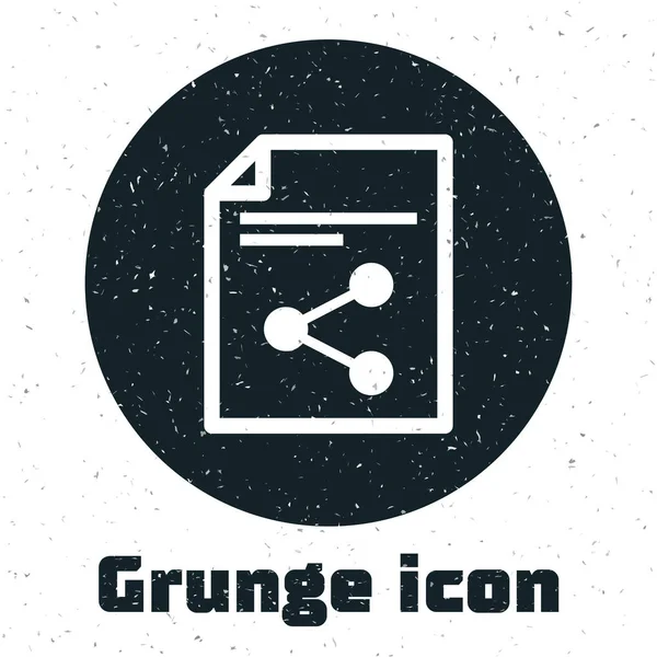 Grunge Share File Icon isoliert auf weißem Hintergrund. Filesharing. Dateiübertragungszeichen. Vektorillustration — Stockvektor