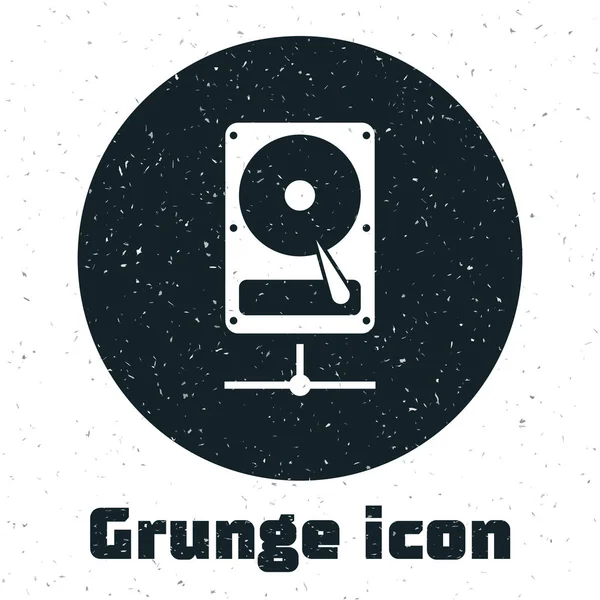 Grunge Disque dur sur le partage icône réseau isolé sur fond blanc. Illustration vectorielle — Image vectorielle