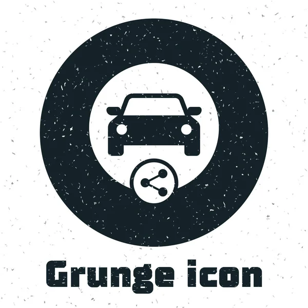 Grunge-Carsharing-Ikone isoliert auf weißem Hintergrund. Carsharing-Schild. Transportvermietungskonzept. Vektorillustration — Stockvektor