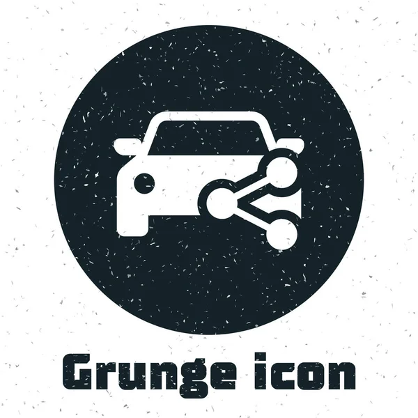 Grunge-Carsharing-Ikone isoliert auf weißem Hintergrund. Carsharing-Schild. Transportvermietungskonzept. Vektorillustration — Stockvektor