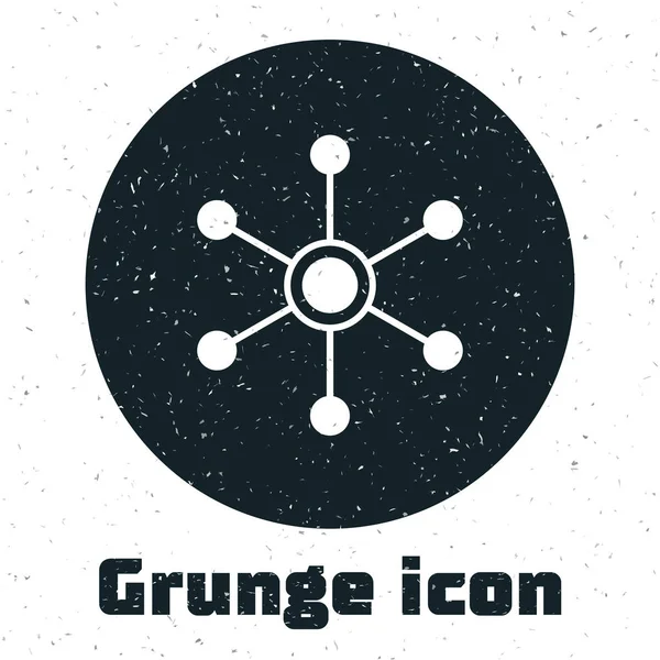 Значок Grunge Network выделен на белом фоне. Глобальное сетевое соединение. Глобальные технологии или социальные сети. Соединяю точки и линии. Векторная миграция — стоковый вектор